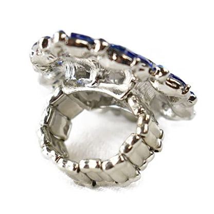 NYFASHION101 Radiant Teardrop Stone Adjustable Cocktail Statement Ring - color: Celestial Royal/Silver-Tone
