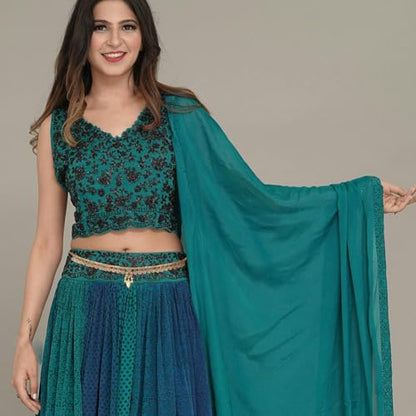 Duel On Jewel Indian Kamarbandh Waist Belt for Women, Gold Plated Waist Belly Dancer’s Chain with Zircon Accents, Adjustable Bridal Wedding Dandiya Party Dance Jewelry, Traditional Ethnic Hip Chain - style: Ethnic