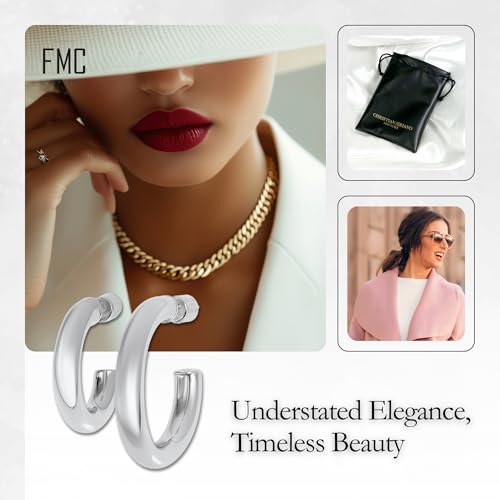 Small Gold Hoop Earrings for Women | 18K Gold Plated Non Tarnish Hoops, Classic Polished Huggie Earrings, 925 Sterling Silver Base, Twist Hoop. (4x20mm & 4x25mm, 3x15mm & 3x20mm) - color: Silver, size: Polish Hoop (4x20mm & 4x25mm)