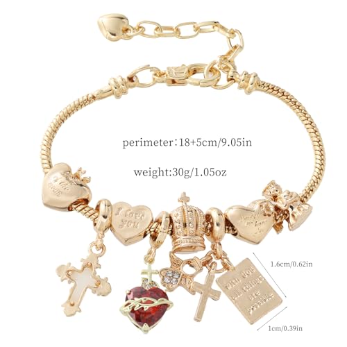 Cross bracelet for women Sacred Heart of Jesus Gold Bracelets for Women Confirmation and Baptism Gifts, Encouragement Presents for Mom Sister Daughter and Friends, Christian Jewelry | sacred heart bracelet,christian bracelet,heart bracelet for women,catho