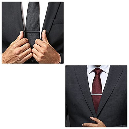 wynameleri Tie Pins for Men Silver Black 3 Pcs 10 PCS Short Tie Clip Set 2.3, 2.4 Inch Business Shirt Necktie Pinch for Men - color: T0310004