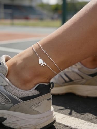 Ankle Bracelets for Women Waterproof Silver Initial Anklet for Women Dainty Layered Letter H Heart Ankle Bracelets Handmade Adjustable Foot Chain Stainless Steel Anklet Summer Beach Jewelry