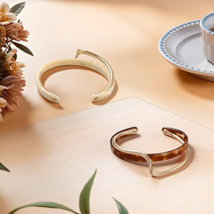 Cuff Bangle Bracelets for Women, Link Chain Bracelets Jewelry Gifts for Women - style: Curvy Lines