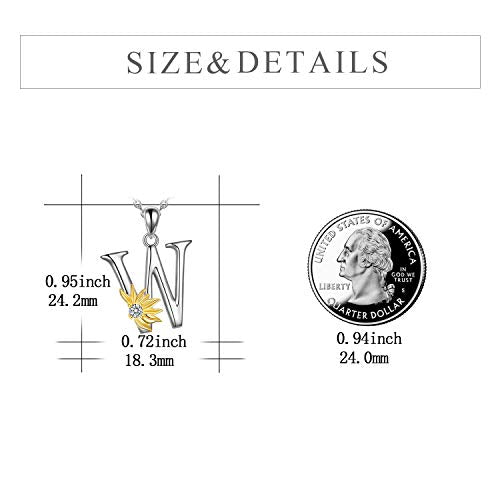 POPLYKE Initial Sunflower Necklace for Women 925 Sterling Sliver Sunflower Pendant Necklace Letter Initial Pendant Chain - style: Sunflower W