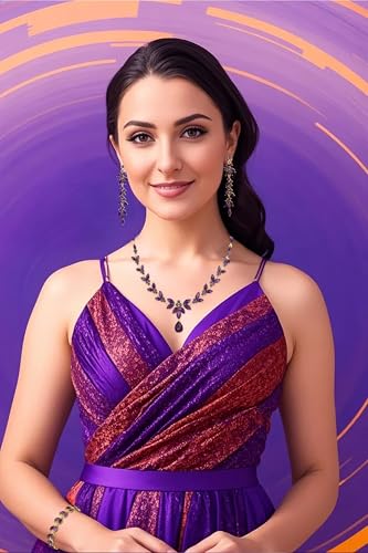Paxuan Wedding Jewelry Sets for Bride Bridesmaid Bridal Jewelry Set for Women Wedding Crystal Necklace Earrings Bracelet Set for Party Prom Jewelry - color: Purple - Gold