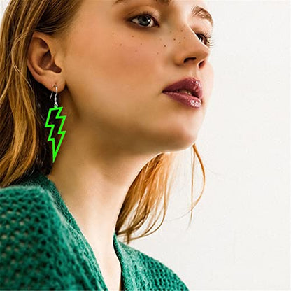 ONLYJUMP Acrylic Exaggerated Lightning Earrings Statement Punk Retro Geometric Delicate Neon Personalized Earrings Accessory Jewelry for Women - color: Green