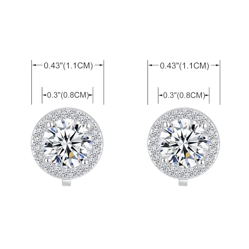 YOQUCOL 8MM Cubic Zirconia Crystal Clip On Stud Earrings Round Non Pierced Earrings for Women - color: White