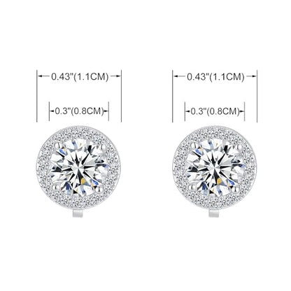 YOQUCOL 8MM Cubic Zirconia Crystal Clip On Stud Earrings Round Non Pierced Earrings for Women - color: White