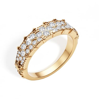 14K Non Tarnish Gold Rings for Women 34 Rhinestones Daisy Accents Stackable Stacking Gold Plated Womens Wedding Rings - color: Gold