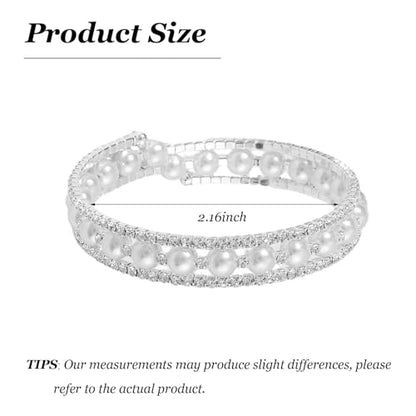 Pearl Bracelets for Women Dainty Gold Pearl Stretch Stackable Bracelet Bridesmaid Wedding Jewelry Gifts Prom Wedding Guest Dress - color: Q1:Silver Pearl Bracelet