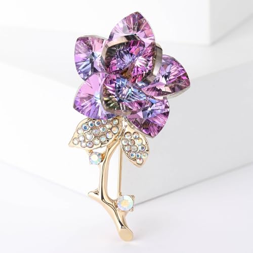 Flower Brooch for Women Rhinestone Pearl Zirconia Flower Lapel Pin Birthday Holiday Gift for Mother Wife Girlfriend - color: 13 Crystal Flower