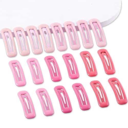 20 PCS Small Rectangle Hair Barrettes For Women Non Slips Snap Clips For Thin Fine Hair,Bright Pink,1.97 x 0.55Inch - color: Bright Pink