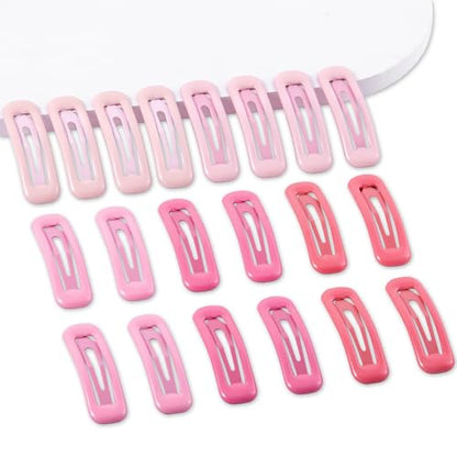 20 PCS Small Rectangle Hair Barrettes For Women Non Slips Snap Clips For Thin Fine Hair,Bright Pink,1.97 x 0.55Inch - color: Bright Pink