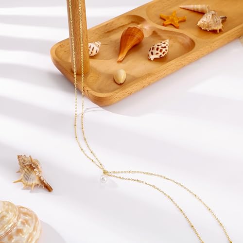 14K Gold Plated Layered Body Waist Chain for Women | Layered Waist Chain with CZ Heart and Pearl Pendant, Belly Chain Belt Jewelry for Women, Bikini Summer Beach Wear - style: Pear Waist Beads Chain