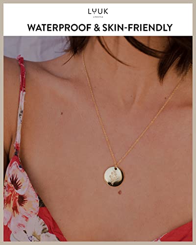 LUUK LIFESTYLE Stainless steel necklace with pendant and HAPPINESS card, 20” adjustable length, lucky charm, friendship chain, Valentine's Day gift, birthday, women's jewelry, silver, gold, rosegold - color: Gold, size: Flower