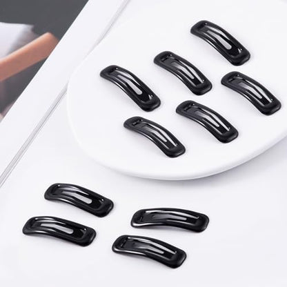 20 PCS Small Rectangle Hair Barrettes For Women Non Slips Snap Clips For Thin Fine Hair,Bright Black,1.97 x 0.55Inch - color: Bright Black