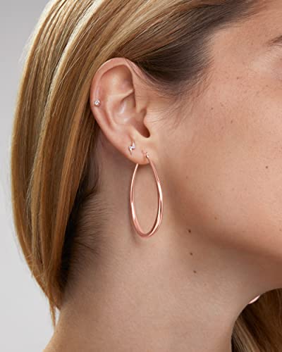 Milla Oval Hoop Earrings for Women | Elegant Polished 14K Gold, Rose Gold or Silver Plated Hoops with Secure Latch Closure, Hypoallergenic & Lightweight - color: Rose Gold Plated / 1.8 in - SMALL