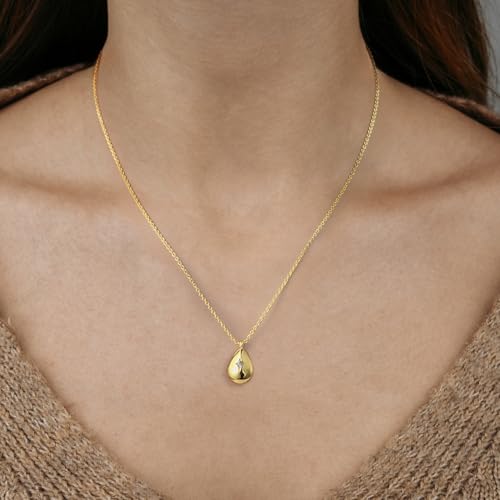 FENIMI Gold Necklace Pendant 14K Gold Necklace for Women Tear Pendant Necklace Effortless Charm and Refined Beauty Charm Drop Pendants Necklaces for Women Trendy 17.5in