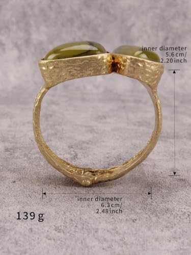 GelConnie Chunky Cuff Bangle Bracelet for Women, Statement Jewelry | Gold and Silver Tone Cuff Bangles with Resin, Crystal and Textured Accents for Party, Vacation and Dressy Looks - style: Bangle 10-Green