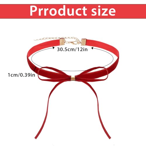 Trinkrittey Gothic Bow Knot Velvet Choker Red Velvet Choker Vintage Necklace Ribbon Collar Necklace for Women Party Jewelry Accessories
