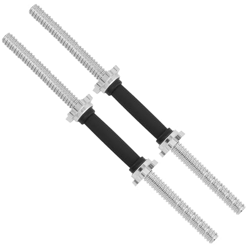 Yes4All Threaded Dumbbell Handles, Adjustable Dumbbell Bar Pair, 14/16/18/24-Inch Sizes, Fits 1" or 1.15" Plates, Non-Slip Grip, Secure Star-Lock Collars - color: 24" - Chrome & Rubber - Silver