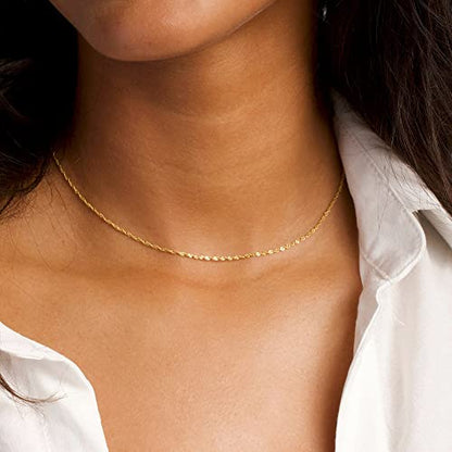 CHESKY 14K Gold Plated Layered Chain Necklace for Women | Trendy Cuban Link Chain, Chunky Paperclip Chain, Toggle Clasp Necklace, Fashion Gold Jewelry, Daily Gift for Women - style: Wave/Rope-GD