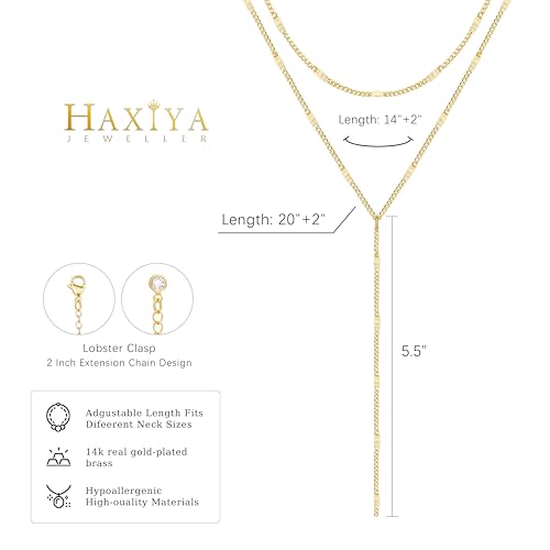 HAXIYA Gold Pearl Y-Shaped Necklace for Women Layered Lariat Long Pendant | 14K Gold Plated/Sterling Silver Dainty Drop Chain Layered Pearl/Beaded Necklaces Simple Gold Jewelry for Women - color: Sequin - Gold