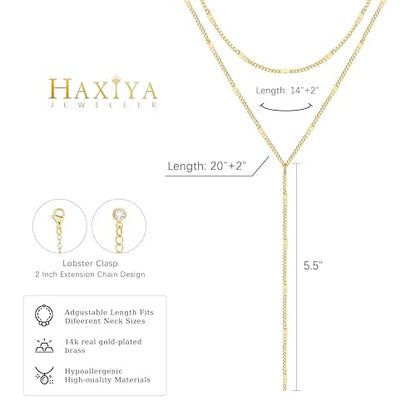 HAXIYA Gold Pearl Y-Shaped Necklace for Women Layered Lariat Long Pendant | 14K Gold Plated/Sterling Silver Dainty Drop Chain Layered Pearl/Beaded Necklaces Simple Gold Jewelry for Women - color: Sequin - Gold