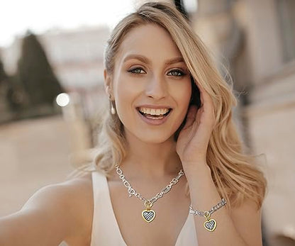 UNY JEWEL Jewelry Make a Statement with Foxtail Link Chain Bracelet Designer Brand Inspired Women Valentine - color: Twisted Cable Link Chain Heart
