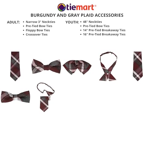 tiemart Crossover Tie - color: Burgundy and Gray Plaid