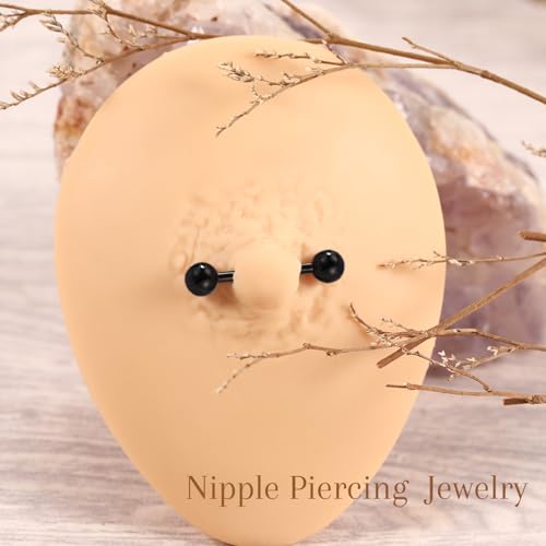 AROWRO Nipple Piercing Jewelry G23 Titanium Nipple Rings Tongue Rings Nipple Bar 14G Internally Threaded Straight Barbells Bridge Piercing Jewelry 12mm-20mm - color: Black