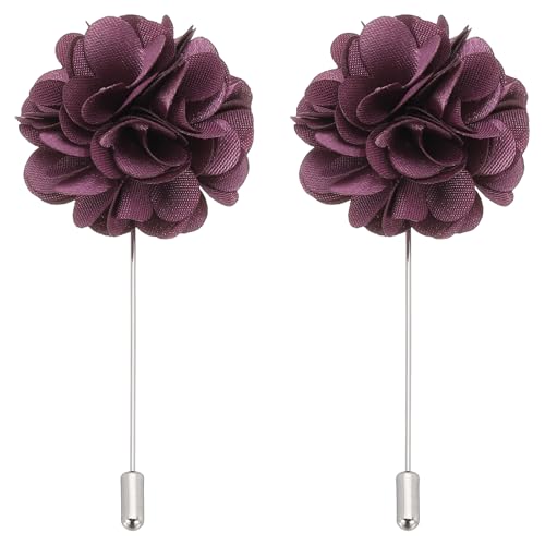 PATIKIL Flower Boutonnieres Pin, Lapel Pin for Men Camellia Flower for Suit Wedding Graduation Anniversary Graduation Outfit Accessories - color: Dark Purple
