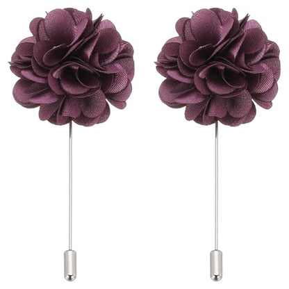 PATIKIL Flower Boutonnieres Pin, Lapel Pin for Men Camellia Flower for Suit Wedding Graduation Anniversary Graduation Outfit Accessories - color: Dark Purple