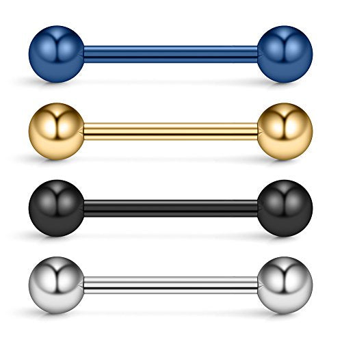316L Stainless Steel Nipple Shield Barbell Ring Bar Body Piercing 14G - style: Mix Color(4pcs)