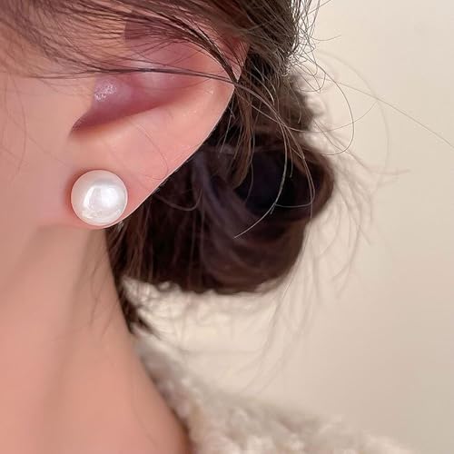 12 Pairs Composite Pearl Earrings, Hypoallergenic Mixed Sizes Simulated Round Ball Pearls Earrings Stud, Lightweight Jewelry Set for Women