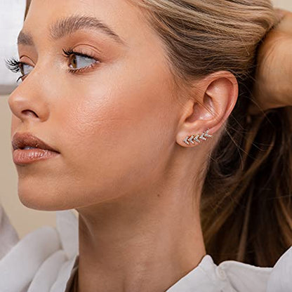 PAVOI 14K Gold Plated Cubic Zirconia Ear Crawler Earrings - Faux Diamond Ear Climber Fashion Earrings for Women - style: Arrow