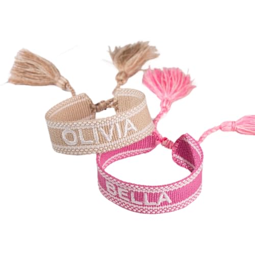 Custom Name Wide Woven Cuff Bracelets for Women Embroidered Woven Bracelet for Her | Boho Bracelets for Women Woven Cuff Bracelet | Personalized Women Bracelet Cuff | Friendship Cuff Bracelets