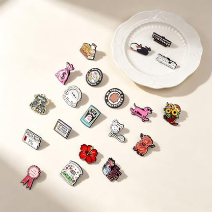 4/6/9/10/12/16/20PCS Cute Enamel Pins Bulk Set, Art Aesthetic Lapel Brooches, Humorous Quote Pins for Backpacks Jackets Hats Bags, Novelty Cool Badges for Women, Men, Teens, Kids - style: 20pcs A
