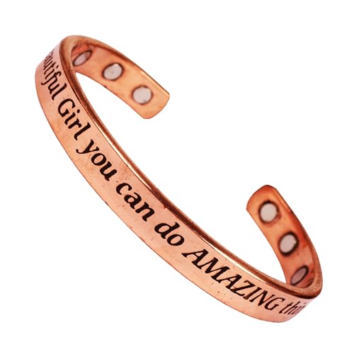 Touchstone Inspirational Copper Engraved Magnetic Bracelets for Women-Personalized Jewelry Gifts for Best Friend/Mom/Daughter/Sister- In a Gift Box Beautiful Girl You Can Do Amazing Things - style: Beautiful Girl You Can Do Amazing Things