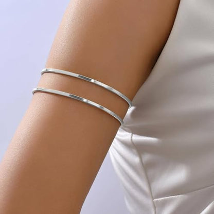 Harry and Henry Arm Cuff Gold Upper Arm Jewelry for Women Adjustable Open Cuff Bangle Bracelets Armband Jewelry Summer Outfits for Women 2026 - color: C:Silver Arm Cuff