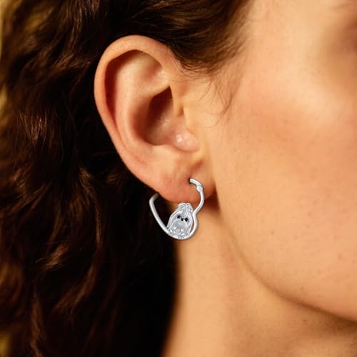 LES OSEWA Dog Animal Earrings Sterling Silver Animal Heart Hoop Dangle Earrings Cute Jewelry Gifts for Women - color: Shih Tzu