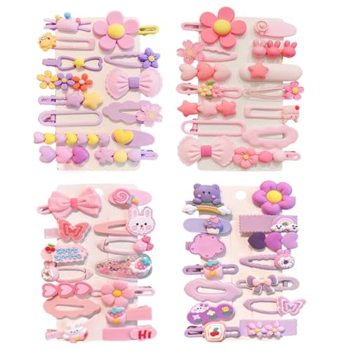 56 pcs Girl Hair Clips Cute Clips for Toddler Girls Hair Accessories for Kids Rabbit/Flower/Bow Colorful Patterns