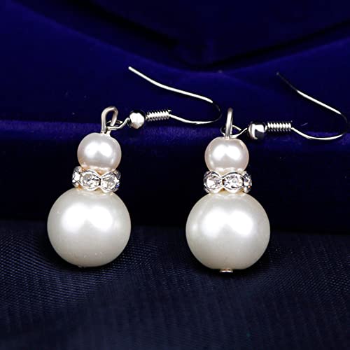 tenghong2021 Fashion Classic Faux Pearl Jewelry Set Necklace Bracelet Earrings for Women Best Gift - color: White Double Layered