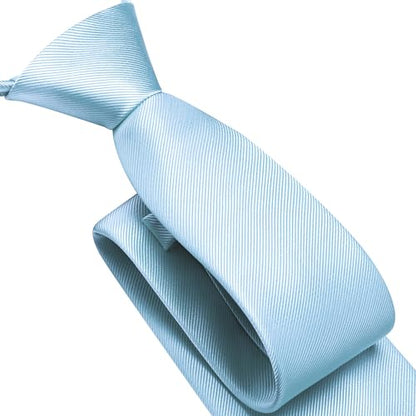 GUSLESON 3.15"（8cm） Mens Pre-tied Adjustable Zipper Tie Solid Necktie for Business and Wedding - color: Baby Blue