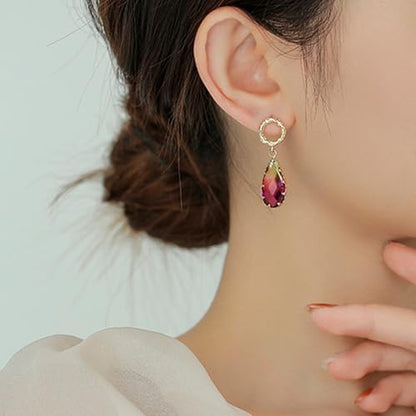 Crystal Earrings CXUEMH Teardrop Earrings for Women Blue and Green Dangle Earrings Elegant Earrings for Prom Emerald Green Earrings Formal Jewelry Crystal Drop Earrings - color: Style D