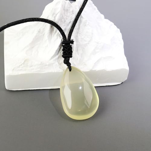 Anjiucc Natural Gemstone Tree of Life Black Obsidian/Golden Obsidian Pendant Necklace for Male and Female Necklace - color: Citine