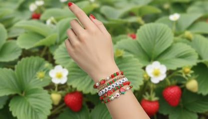 Twinfree Bohemian Cute Fruit Banana Cherry Strawberry Pineapple Mango Polymer Clay Beaded Stackable Stretch Bracelets - color: color 26