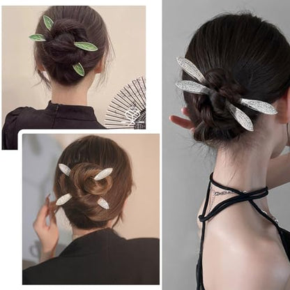 Snmzlc 2 Pcs French Hair Pins for Women,Hair Sticks for Buns,Buns and Updos with No Hair Damage,Black Metal Rhinestone French Pin Great Hold,Suitable for fine & thick hairUS315 (Black) - color: Black