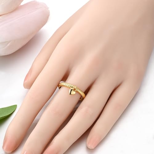 925 Sterling Silver Adjustable Rings for Women 14K Gold Plated Thumb Rings | Stackable Statement Eternity Rings Dainty Starfish Star Moon Heart Lucky Open Ring Trendy Jewelry Birthday Gifts for Ladies - color: Love Snake Bone Pattern Ring