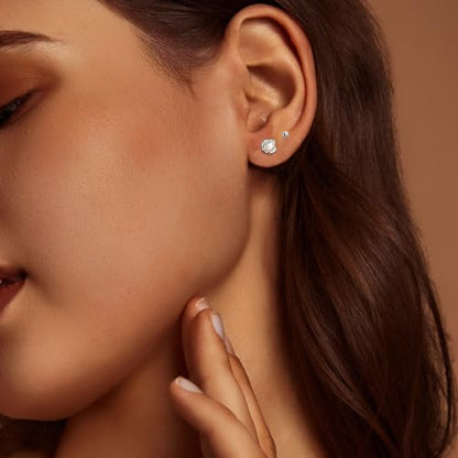 IMBOS Pearl Earrings 14k Gold Plated Daisy Flower Stud Earrings for Women Ball Stud Flat Back Earring Hypoallergenic Statement Earring Trendy Jewelry Gift for Women - color: Silver-Caged Pearl Ball